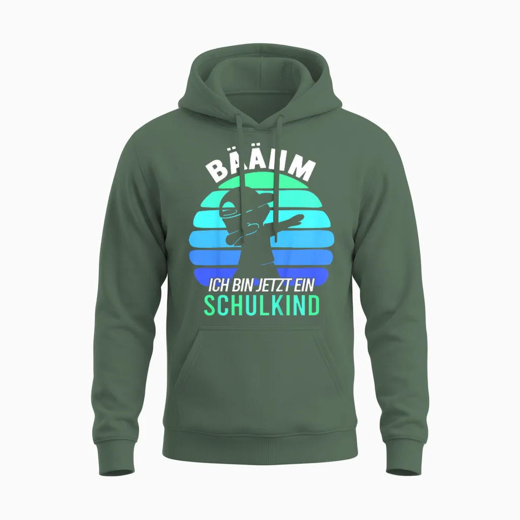 Kinder Bäähm!!! Schulkind 2026 Schuljunge Einschulung Junge Unisex Hoodie in Military Green