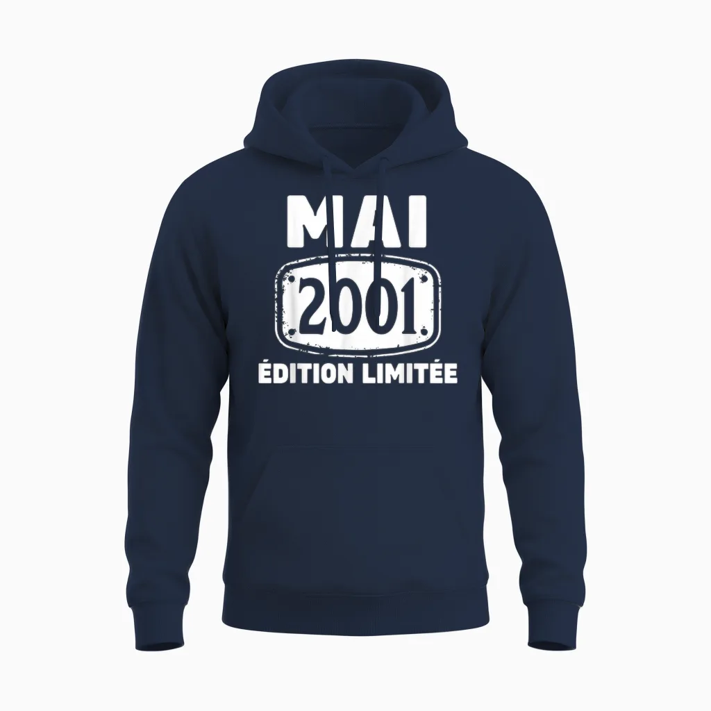 25 Ans Homme 2001 Anniversaire Mai 25 Ans Homme 2001 Unisex Hoodie in Navy