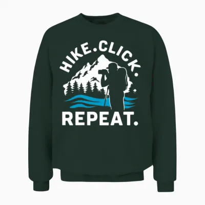Hiking Photographers Hike Click Repeat Outdoor Unisex Sweatshirt - Forest