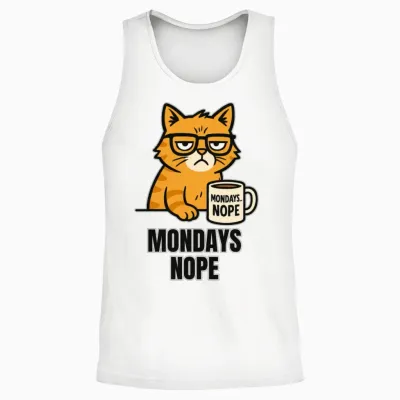 Grumpy Cat Says Nope to Mondays Unisex Tank Top - White