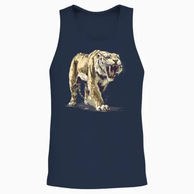 Ancient Saber-Tooth Tiger for Prehistoric Fans Unisex Tank Top - Navy
