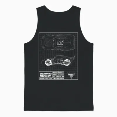 Cars Lightning Mcqueen Blueprint T-Shirt, Black Unisex Tank Top - Black