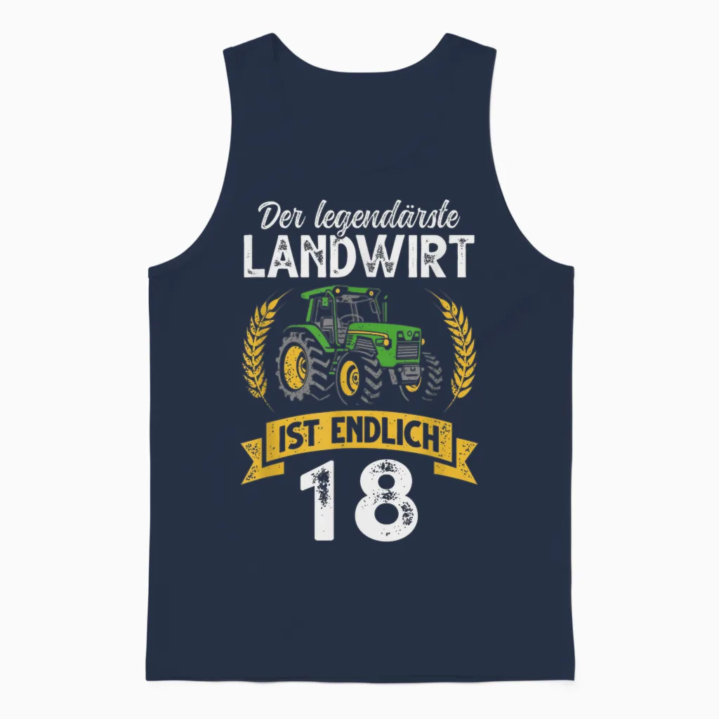 18. Geburtstag Junge Traktor Bauer Landwirt Unisex Tank Top in Navy