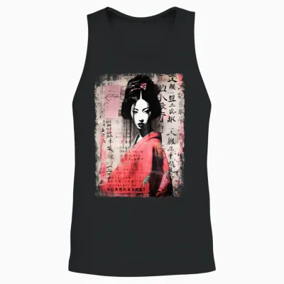 Geisha Asia Japan Woman Vintage Culture Tokyo Geisha Long Sleeve, Black Unisex Tank Top - Black