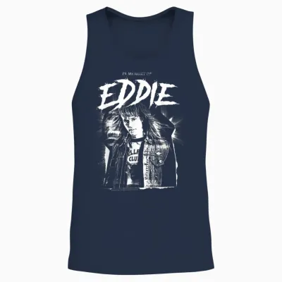 Stranger Things in Memory of Eddie Munson Hellfire Club T-Shirt, Black, S Unisex Tank Top - Navy