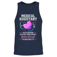 Enough to Stop Your Heart Funny Medical Assistant Unisex Tank Top - Navy – 2