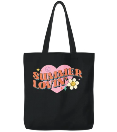 Retro Summer Sublimation Tote Bags - Black