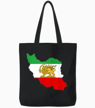 Persian Lion Flag, Iran Map, Iranian Heritage Flag ... Tote Bags - Black