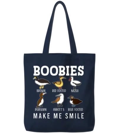 Funny Boobies Tote Bags - Navy