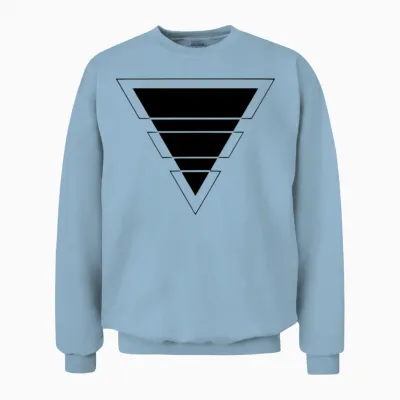 Triangle Trend Design Black Unisex Sweatshirt - Light Blue
