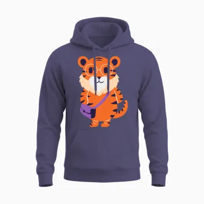 Funny Tiger Unisex Hoodie - Heather Sport Dark Navy