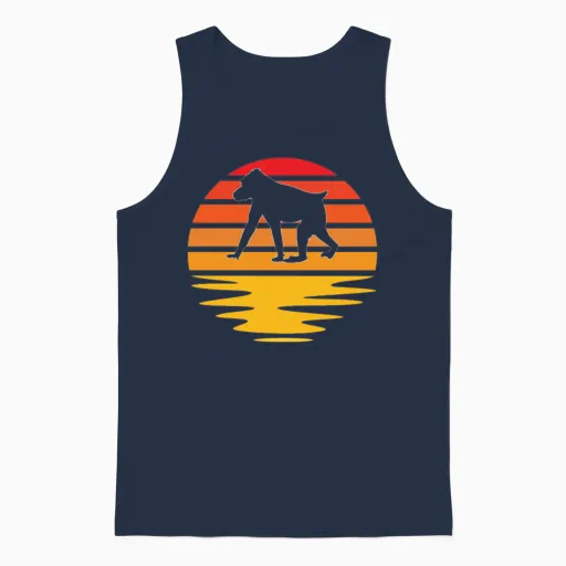 Monkey Retro Unisex Tank Top - Navy