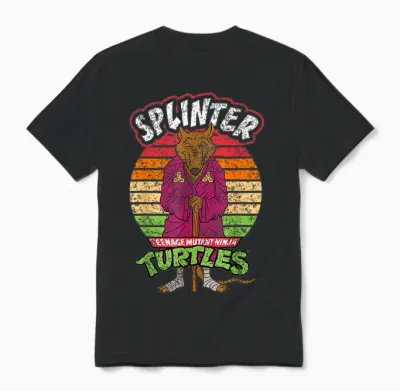 Mademark X Teenage Mutant Ninja Turtles - Teenage Mutant Ninja Turtles Splinter Ready for Action Unisex T-Shirt - Black