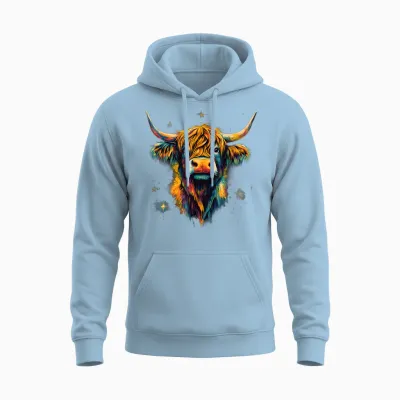 Scottish Cow Highland Scottish Cattle Highlander Hairy Cow Unisex Hoodie - Light Blue