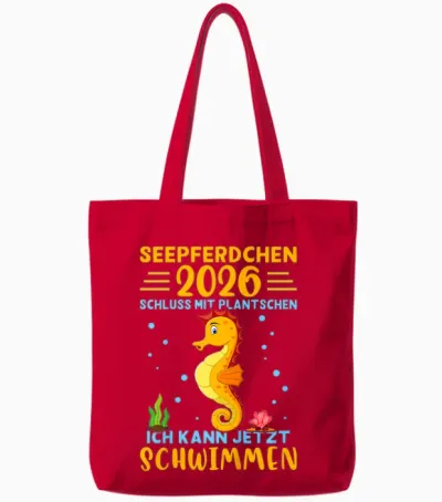 Seahorse 2026 Early Swimmer Badge Tote Bags - Red
