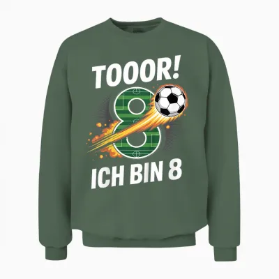Kinder Toor Ich Bin 8 8.geburtstag Fußball Junge 8 Jahre Cooles Unisex Sweatshirt - Military Green