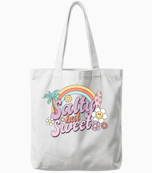 Salty but Sweet, Summer, Retro, Tote Bags - White