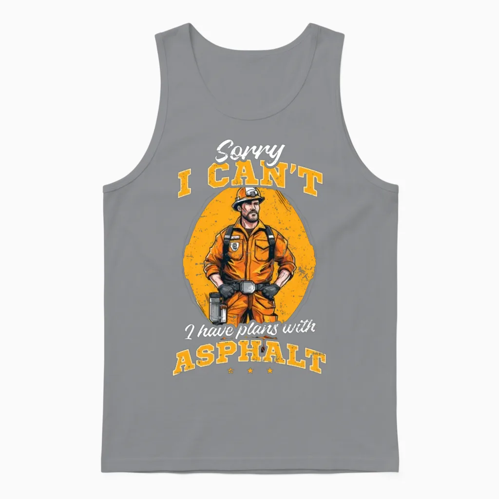 Road Worker Can't Have Plans with Asphalt Unisex Tank Top in Sport Grey