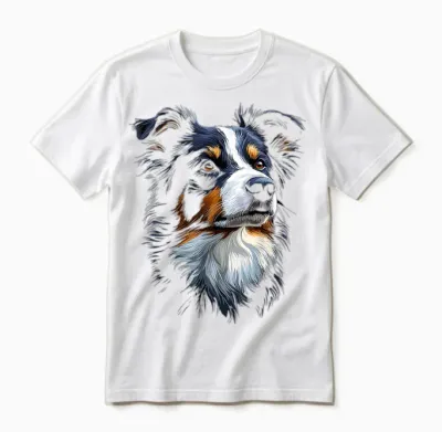 Dog Border Collie T-Shirt, Black, S Unisex T-Shirt - White