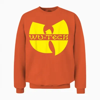 Wu Tech T-Shirt - Tech Hip Hop T-Shirt, Black Unisex Sweatshirt - Orange