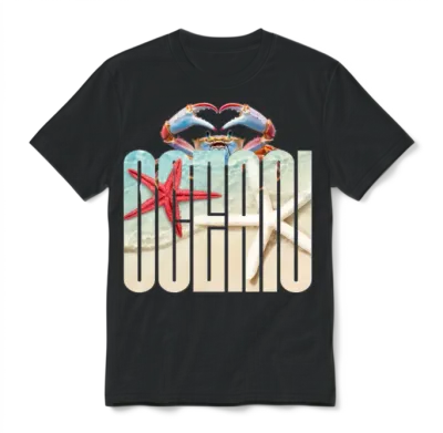 Crab Heart Ocean Unisex T-Shirt - Black