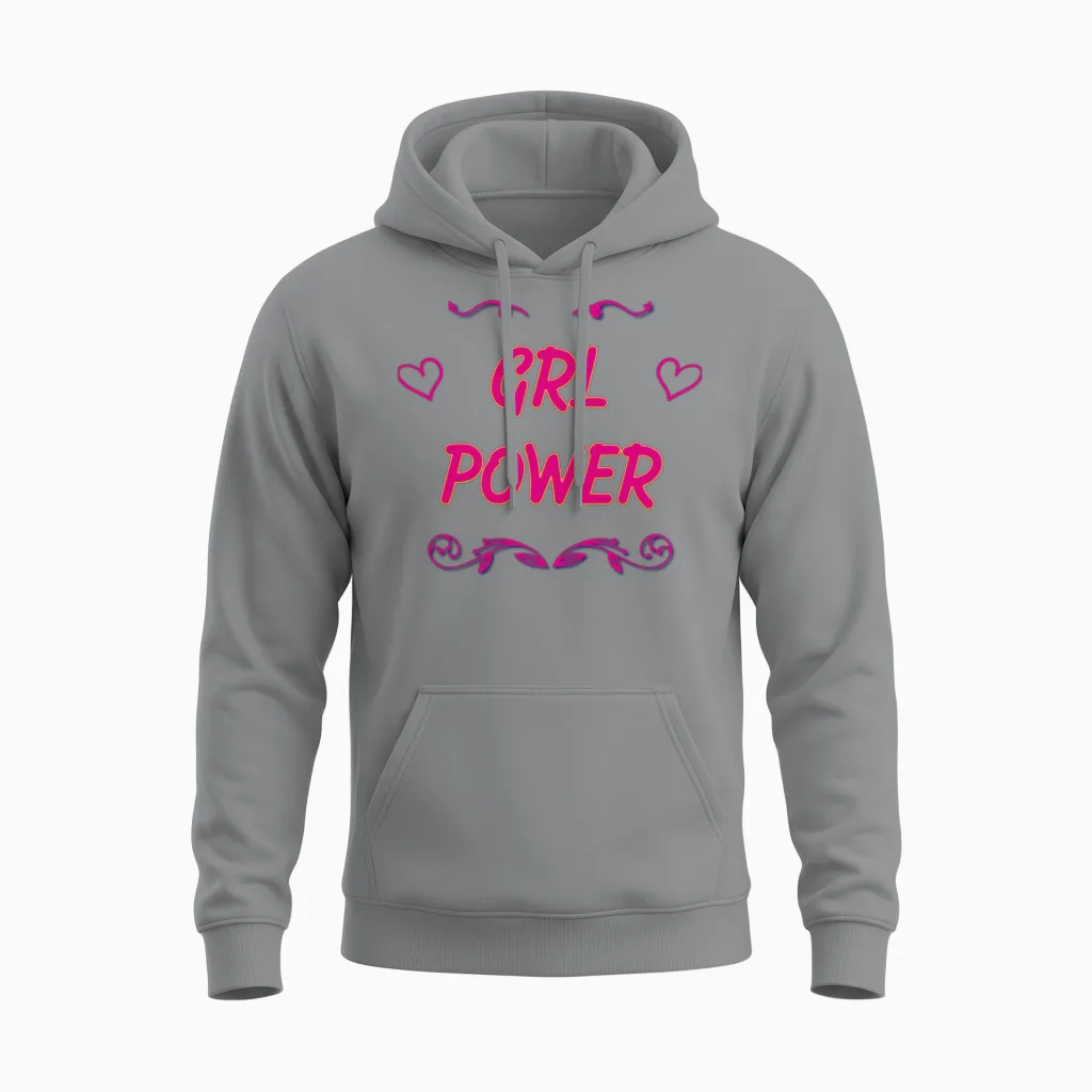 Girls Power Funny Slogan for Girls Women Power Unisex Hoodie in Sport Grey