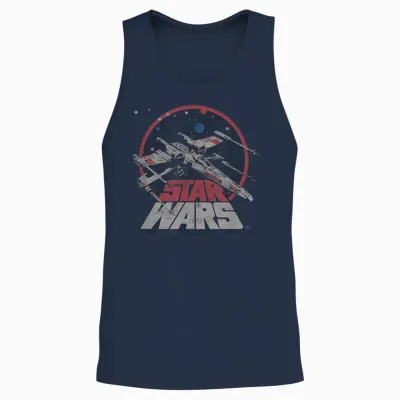 Star Wars X-Wing Starfighter Vintage T-Shirt, Black Unisex Tank Top - Navy