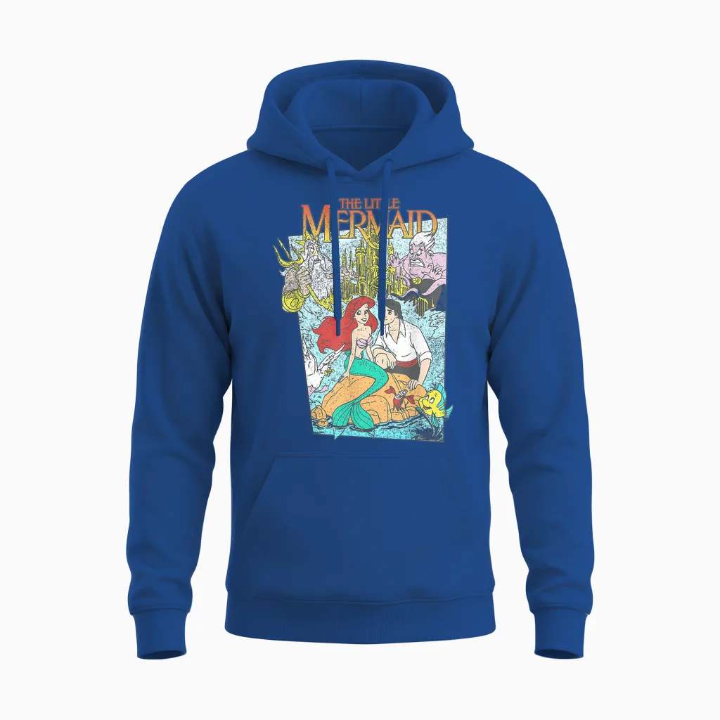 Disney the Little Mermaid Movie Cover T-Shirt, Grey, S Unisex Hoodie in Royal