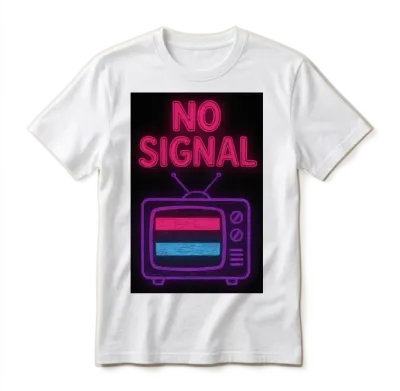 No Signal Retro Neon Unisex T-Shirt - White
