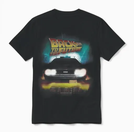 Back to the Future Delorean Destination Time Logo Unisex T-Shirt in Black