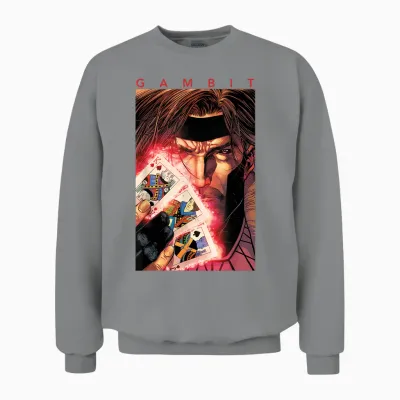 Marvel X-Men Gambit Glowing Cards Graphic Unisex Sweatshirt - Sport Grey