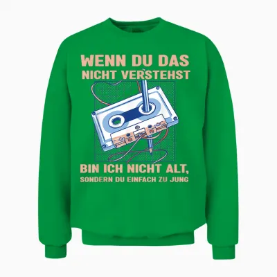 Funny Saying "bandsalat 80s 90s Retro Cassette T-Shirt, Black Unisex Sweatshirt - Irish Green