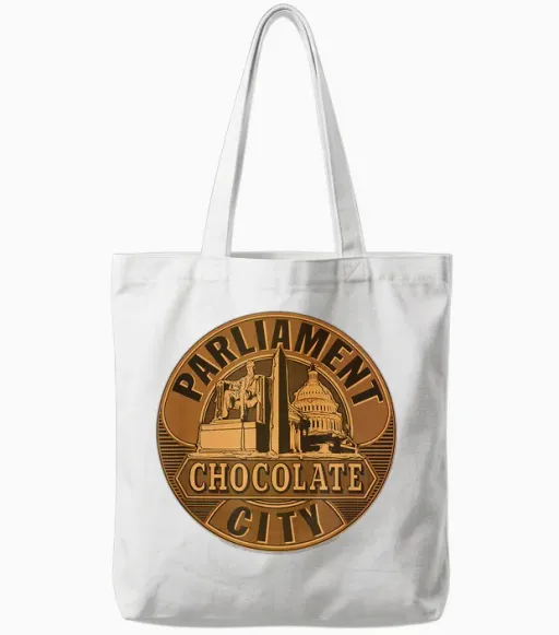 George Clinton Parliament Funkadelic Chocolate City T-Shirt, Black, S Tote Bags - White