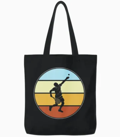 Tennis Retro Tote Bags - Black