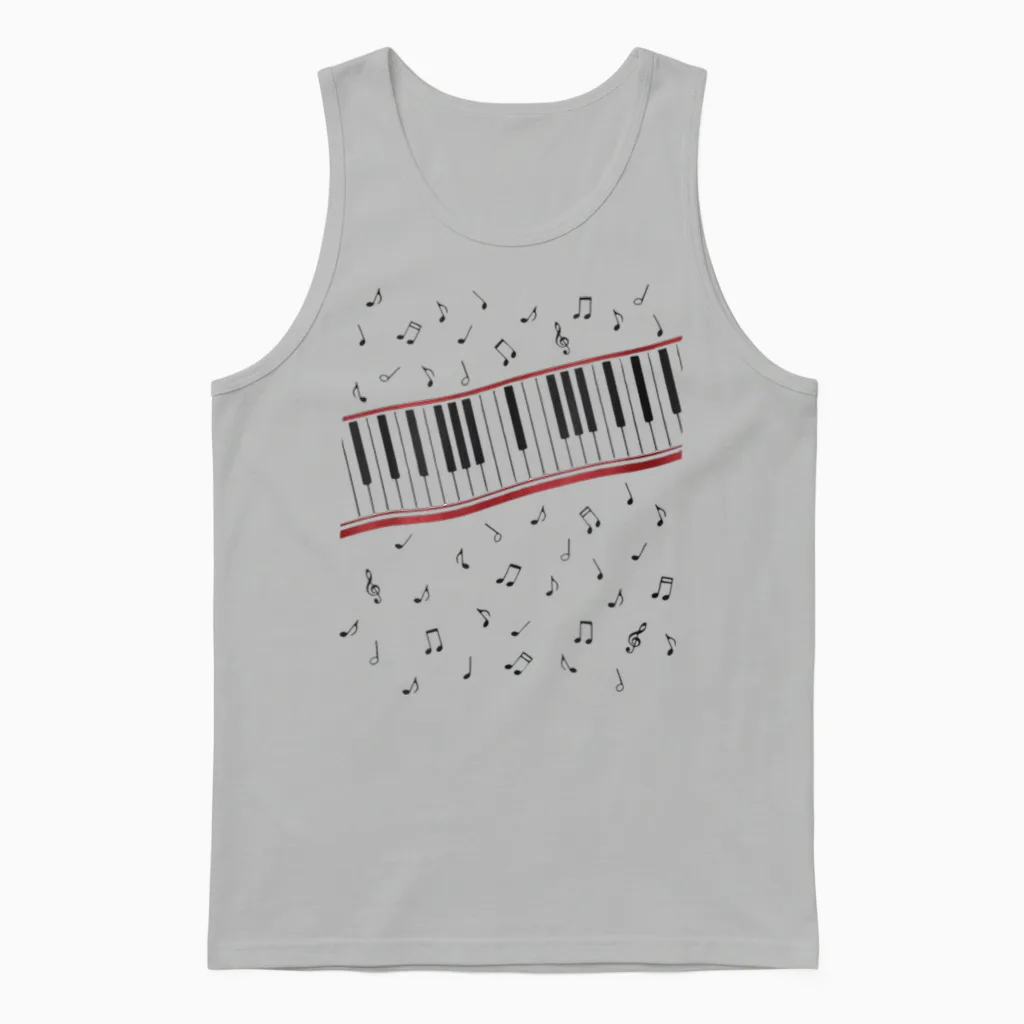 Funny 1980s Beat It Piano Beat Music Cosplay Keyboard Player Unisex Tank Top in Ash