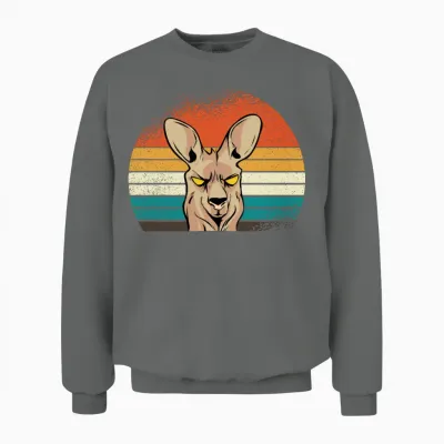 Kangaroo in Retro Sunset Unisex Sweatshirt - Graphite Heather