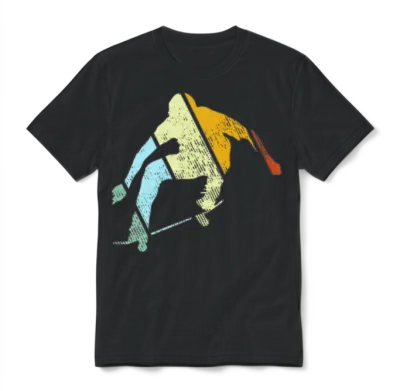 Skater Retro Unisex T-Shirt - Black
