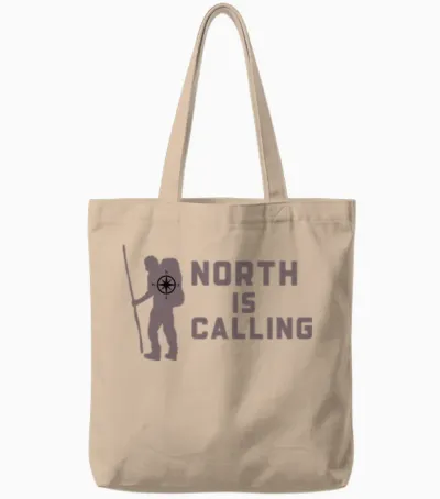 North Is Calling Compass Hiking Tote Bags - Natural