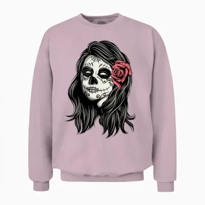 Santa Muerte Holy Woman Unisex Sweatshirt - Light Pink