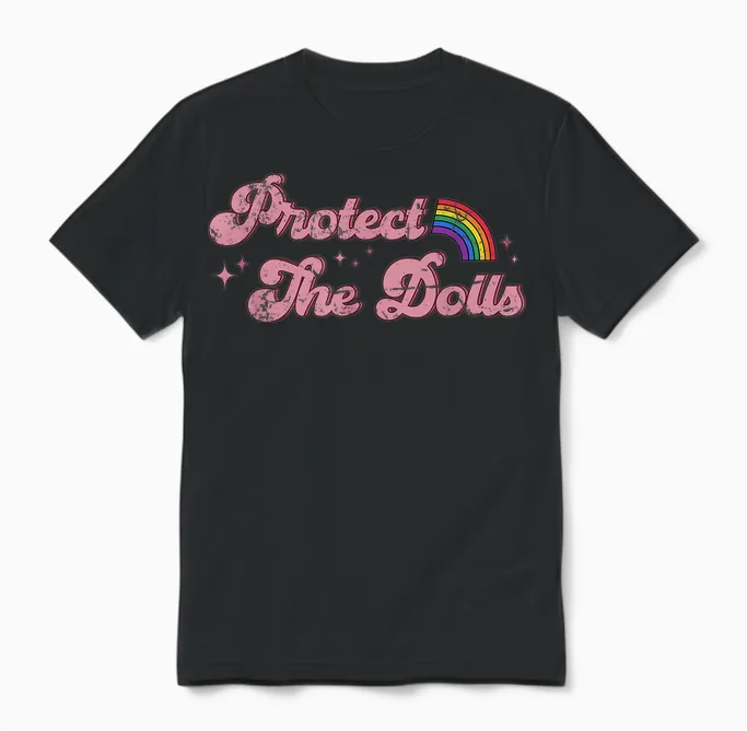 Protect Dolls, Gender Equality, Human Rights, Feminist Unisex T-Shirt in Black