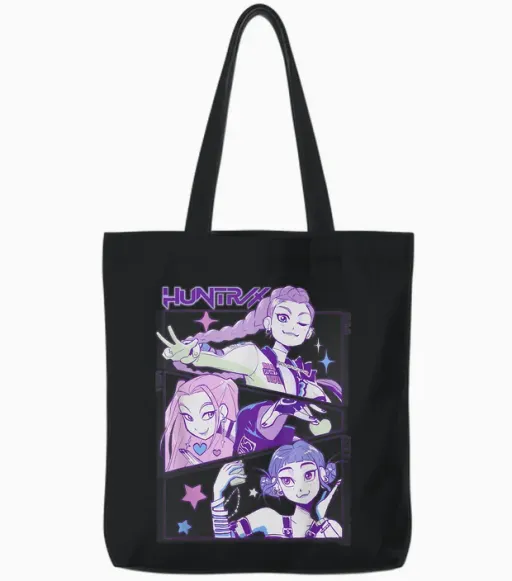 Kpop Demon Hunters Huntr/x Officially Licensed Tote Bags - Black