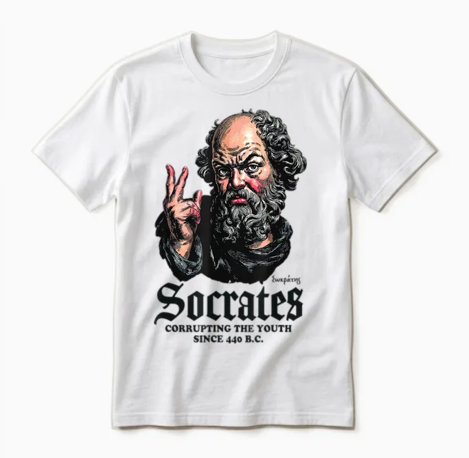 Socrate Corrompt La Jeunesse Antique Philosophie Unisex T-Shirt in White
