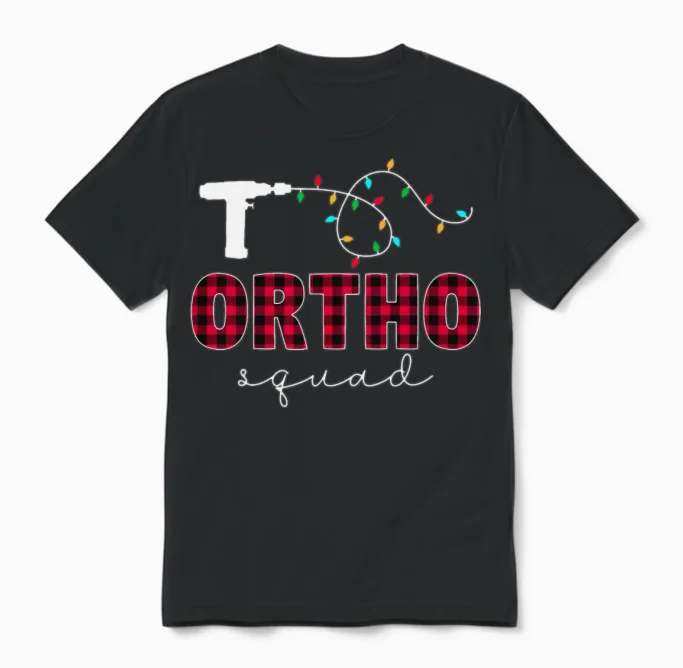 Ortho Squad Orthopedic Ortho Nurse Tech Christmas Unisex T-Shirt in Black