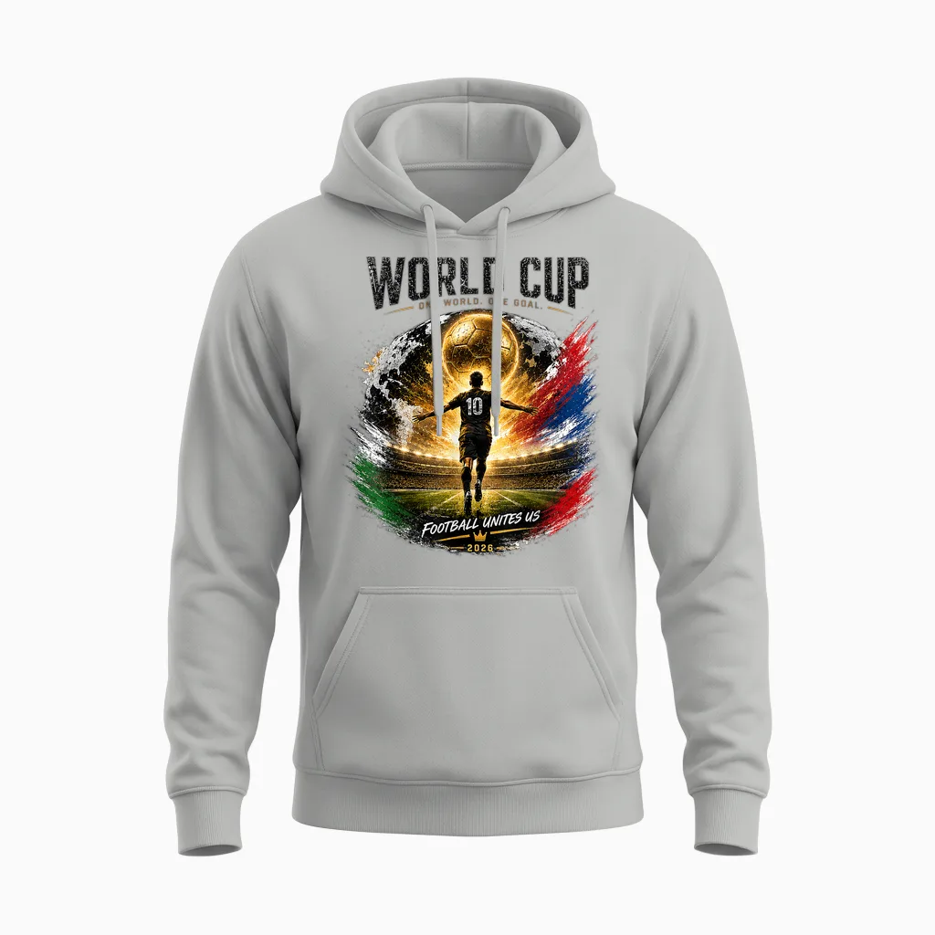Soccer Football - Wm World Cup 2026, Black Unisex Hoodie in Ash