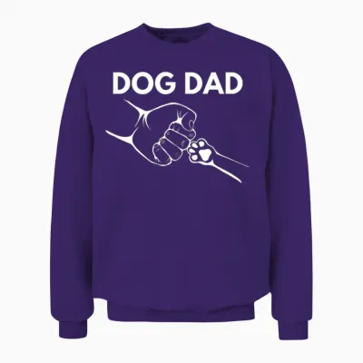 Dog Dad - Dog Fist Bump - White Unisex Sweatshirt - Purple