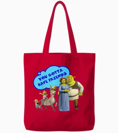 Shrek Donkey You Gotta Have Friends Bubble Text Tote Bags - Red