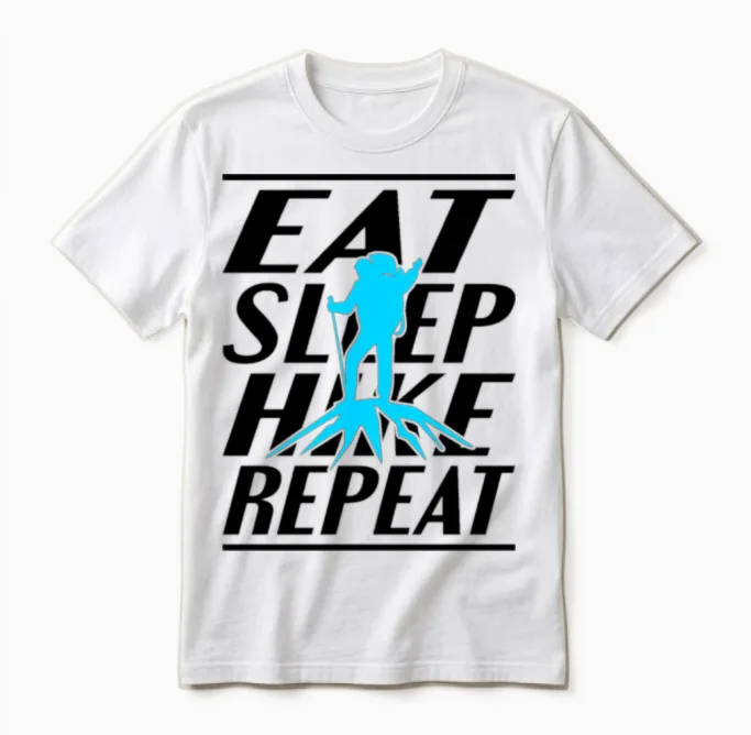 Eat Sleep Hike Hiking & Outdoors Gift Unisex T-Shirt in White