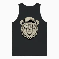 Vatertagsgeschenk Papa Bär Papa Bear T-Shirt Vatertag Herren Väter Casual Fun Schwarz Small Eu 16-16.5 Crew-Ausschnitt Klassisch Halbarm Pull-On Polyester 100% Atmungsaktiv Cartoon Bär Unisex Tank Top in Black - 1