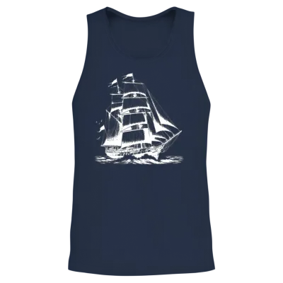Large Sailing Ship Tall Ship on a Stormy Voyage Unisex Tank Top - Navy