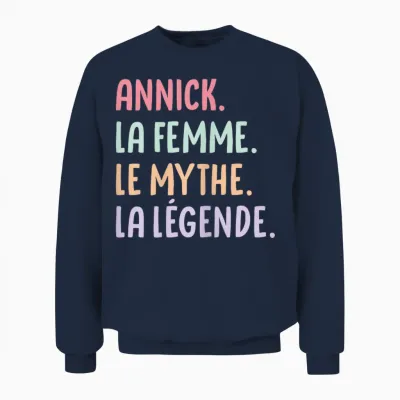 Femme Copine Humour Cadeau Personnalisé Prénom Annick Unisex Sweatshirt - Navy